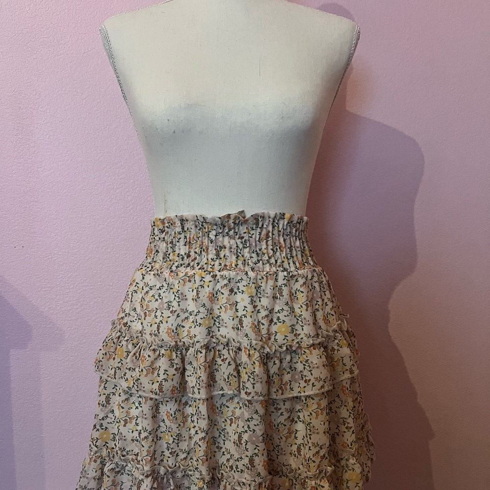Altar'd State Tan Cream Bubble Mini Skirt